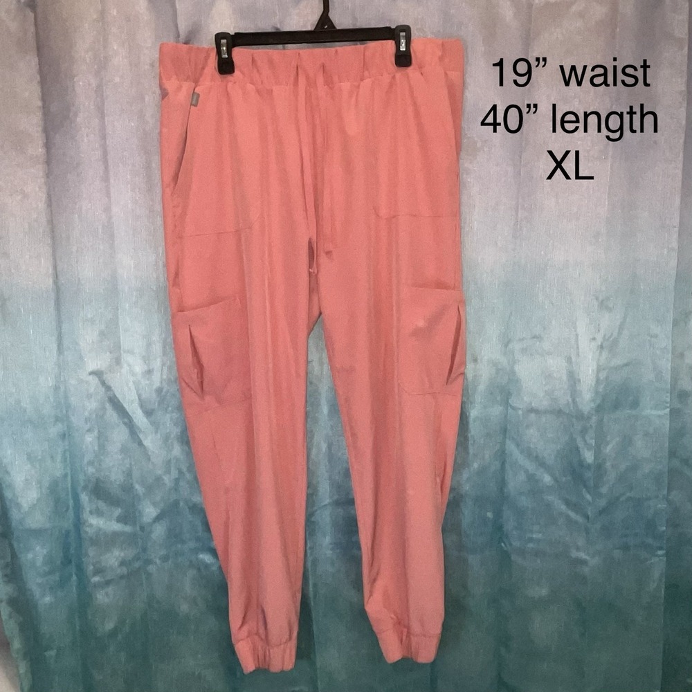 Hanes Workwear Women's XL Soft Pink Scrub Pants Elastic Waist‎ Cuffed Leg